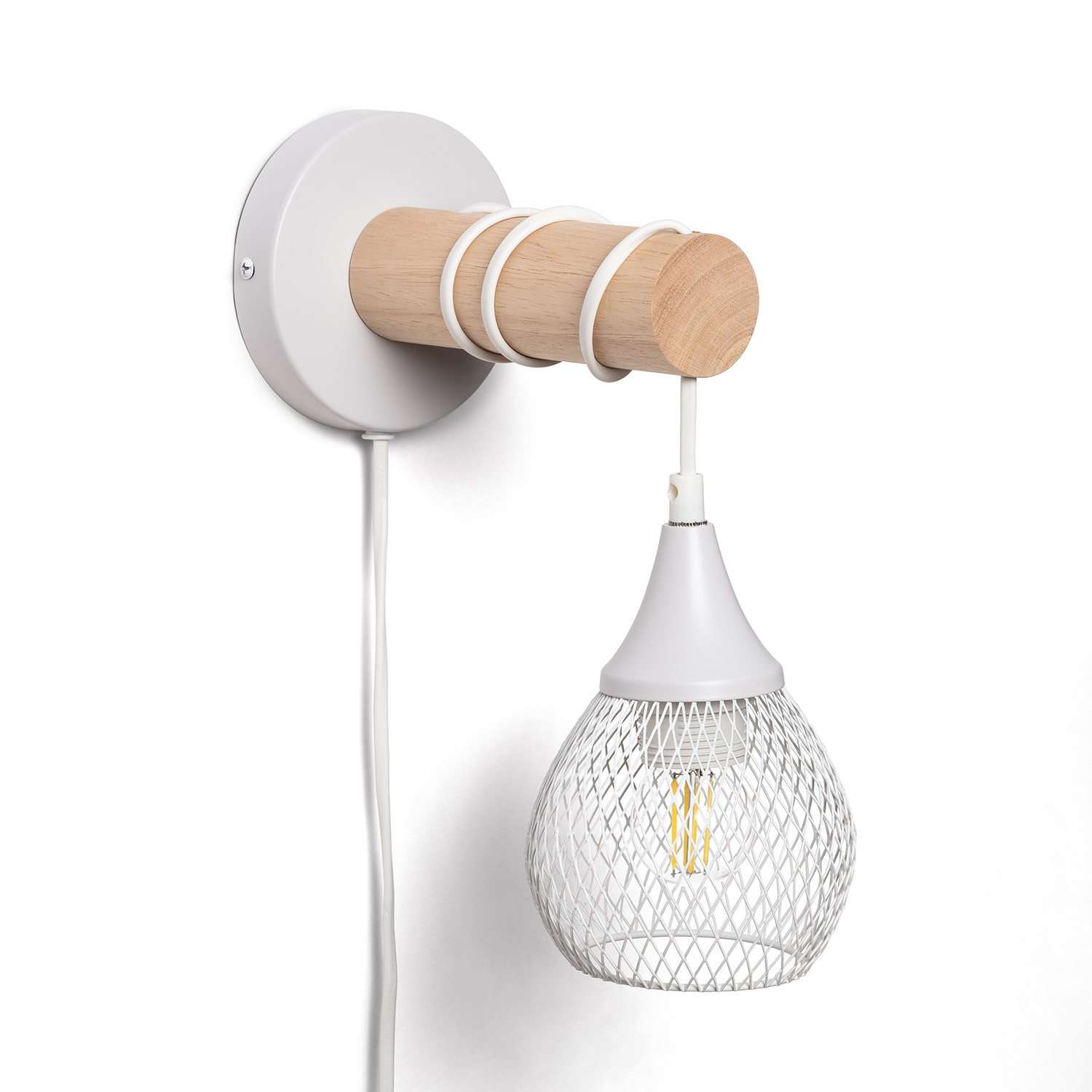 Ledkia Lámpara de Pared de Madera y Metal Monah  Negro