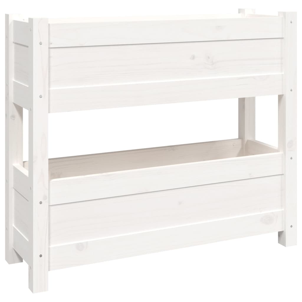 vidaXL Jardinera de madera maciza de pino 77x25x66 cm Color Natural,  Blanco,  Gris y mas