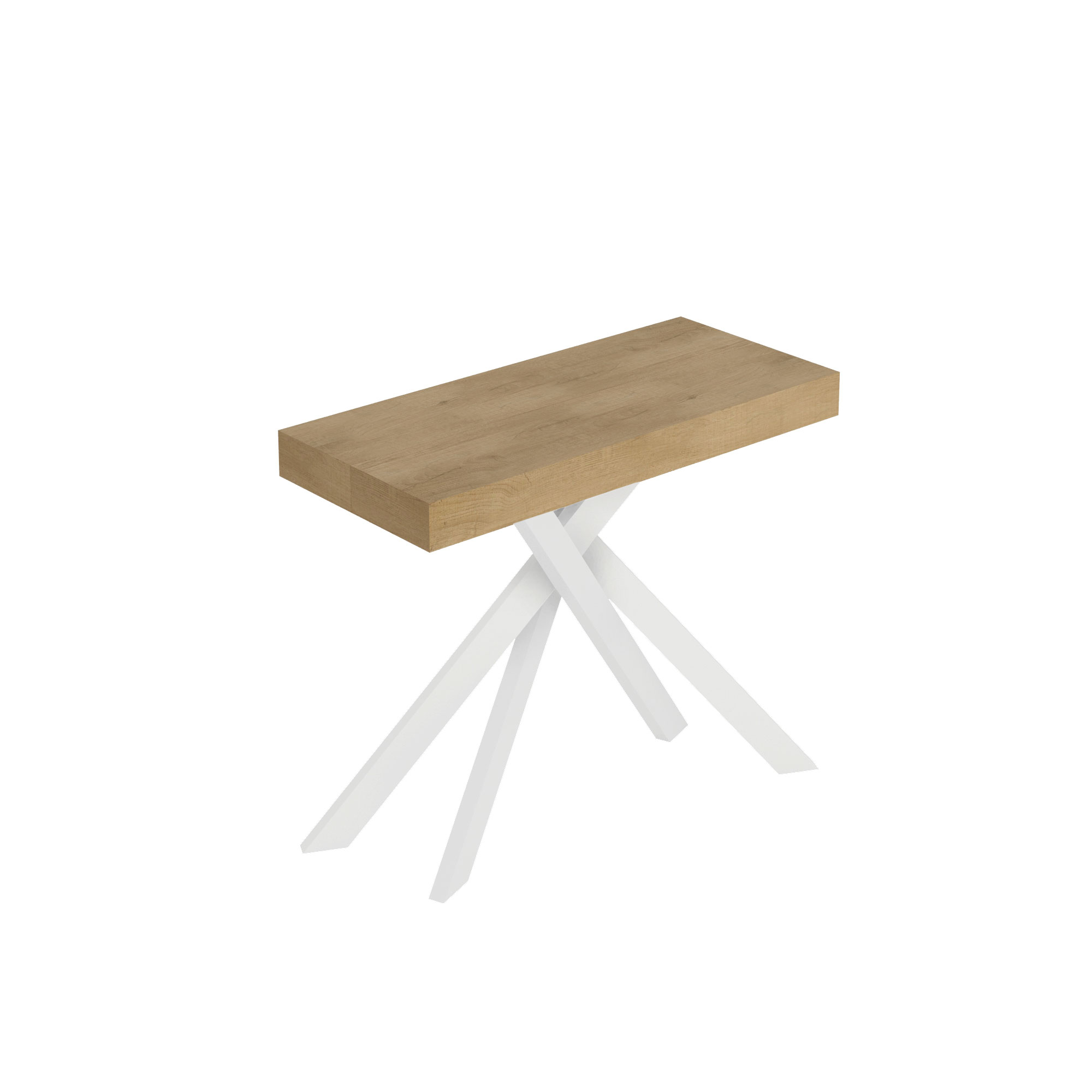 Consola extensible 90x40/196 cm Saki Small roble natural patas blancas - Itamoby