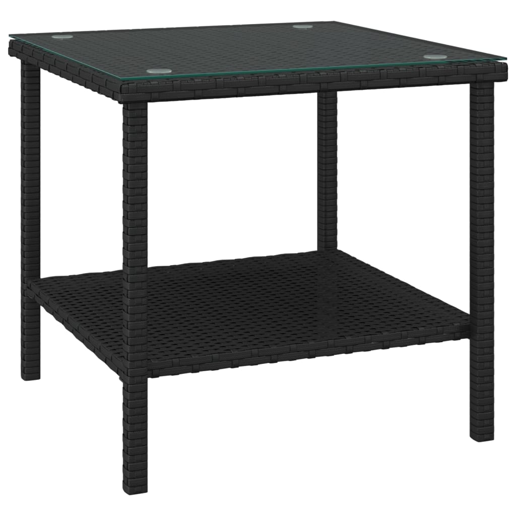Vidaxl Mesa Auxiliar Vidrio Templado Ratán Sintético 45x45x45cm Negro