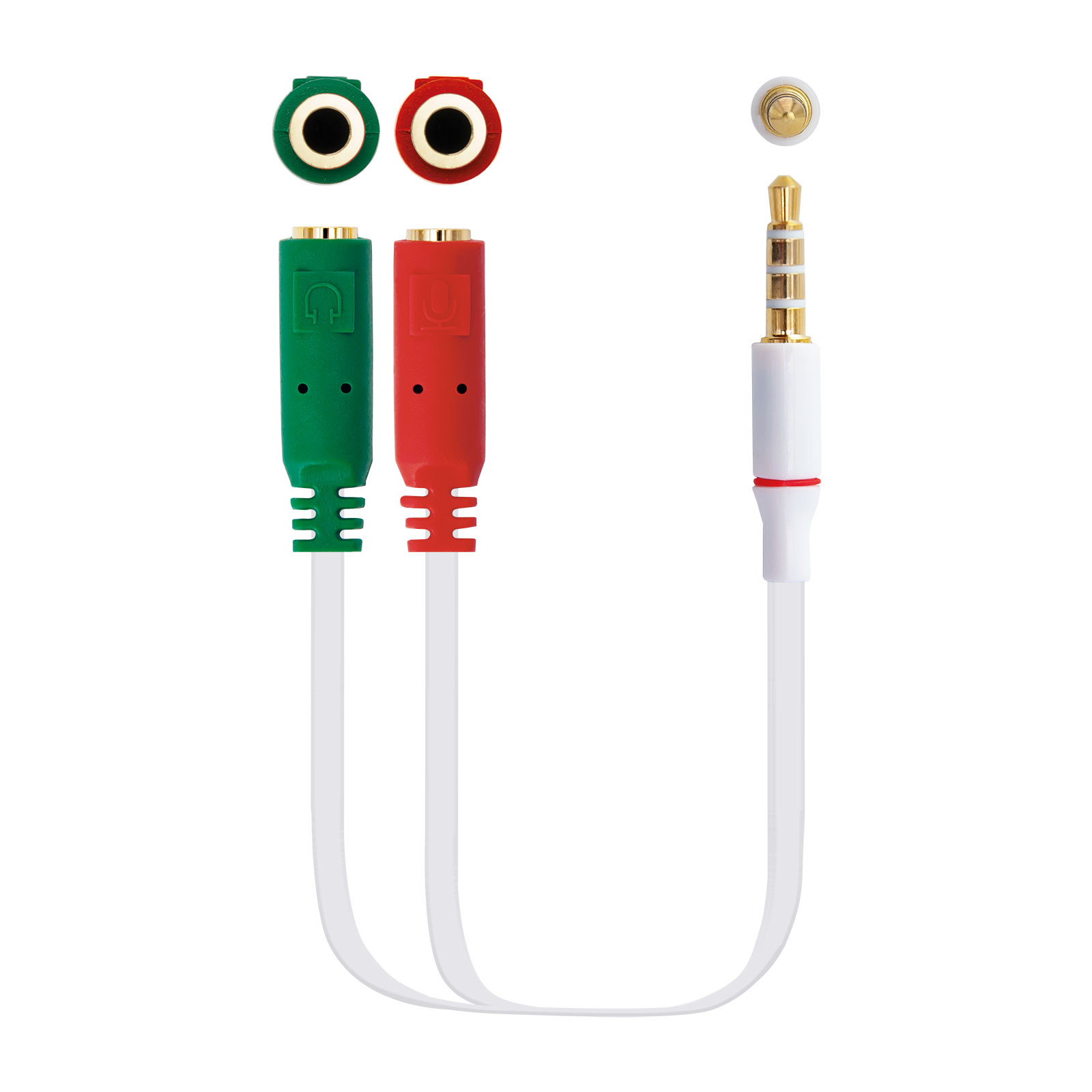 Cable de Audio Nanocable Jack 3,5mm 4C Macho a 2 Jack 3,5mm Hembra MIC/AUR 20cm
