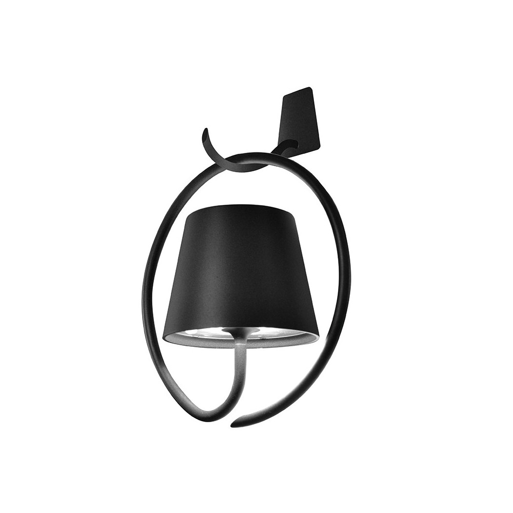 Lámpara de pared LED recargable y regulable Poldina gris obscura with Gancho y Batería de hasta 12 Horas
