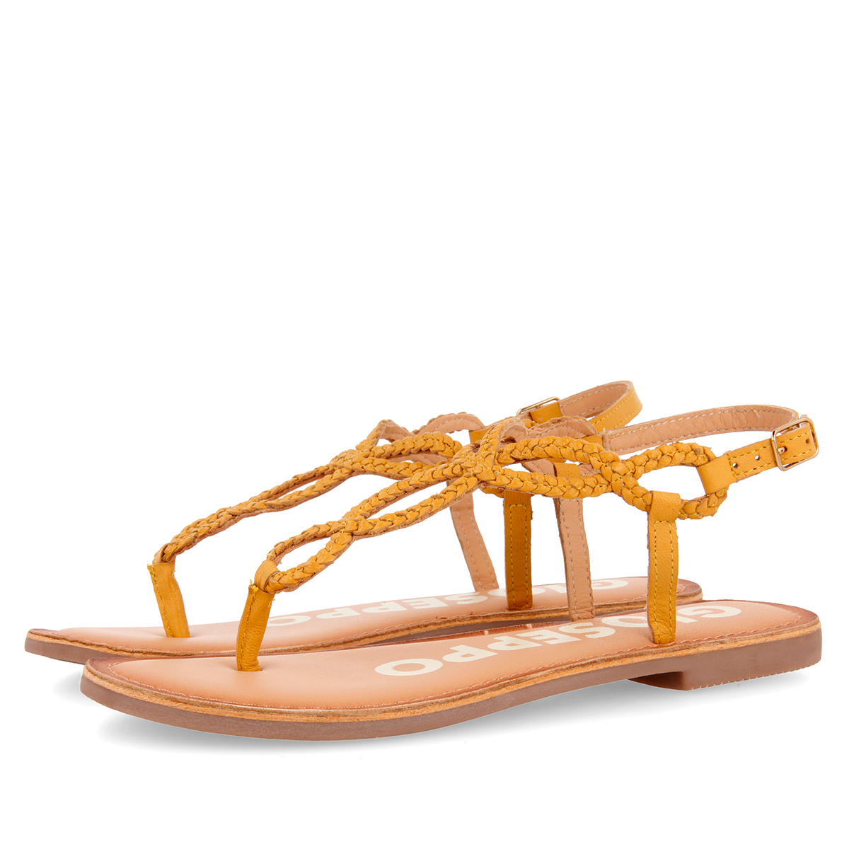 Gioseppo Sandalias de Tiras Trenzadas en Color Mostaza para Mujer FYFFE - Básico del Verano - Piel - Cómodas