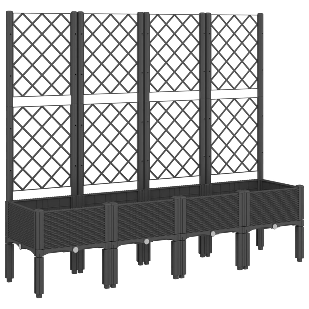 vidaXL Jardinera con enrejado PP 160x40x142 cm Color Gris,  Gris claro,  Negro y mas