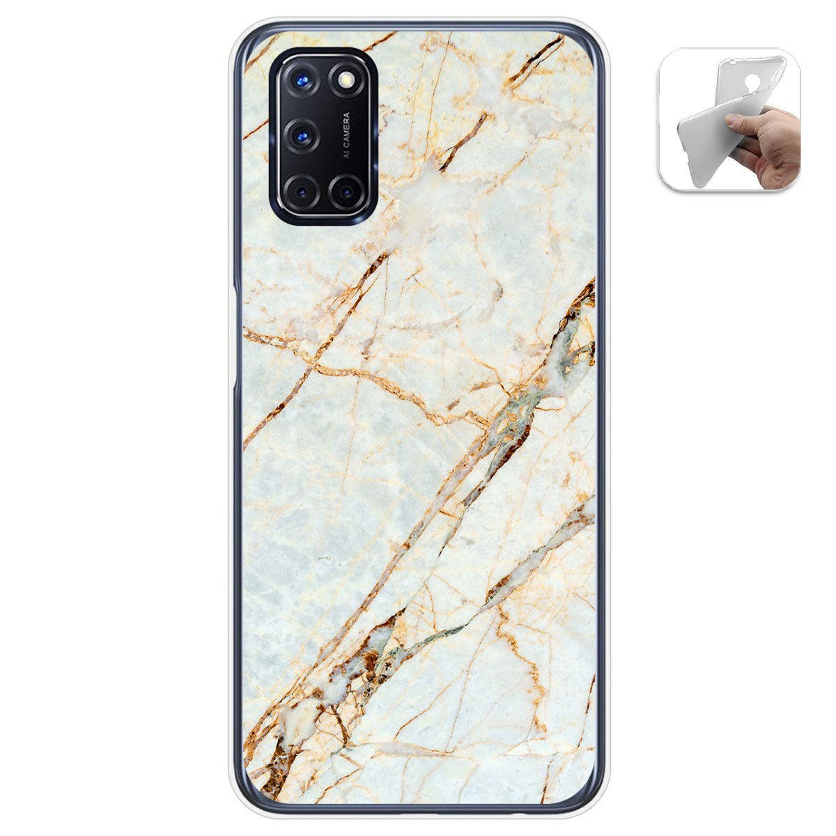 Tumundosmartphone Funda Gel Tpu para Oppo A52 / Oppo A72 diseño Mármol 13 Dibujos