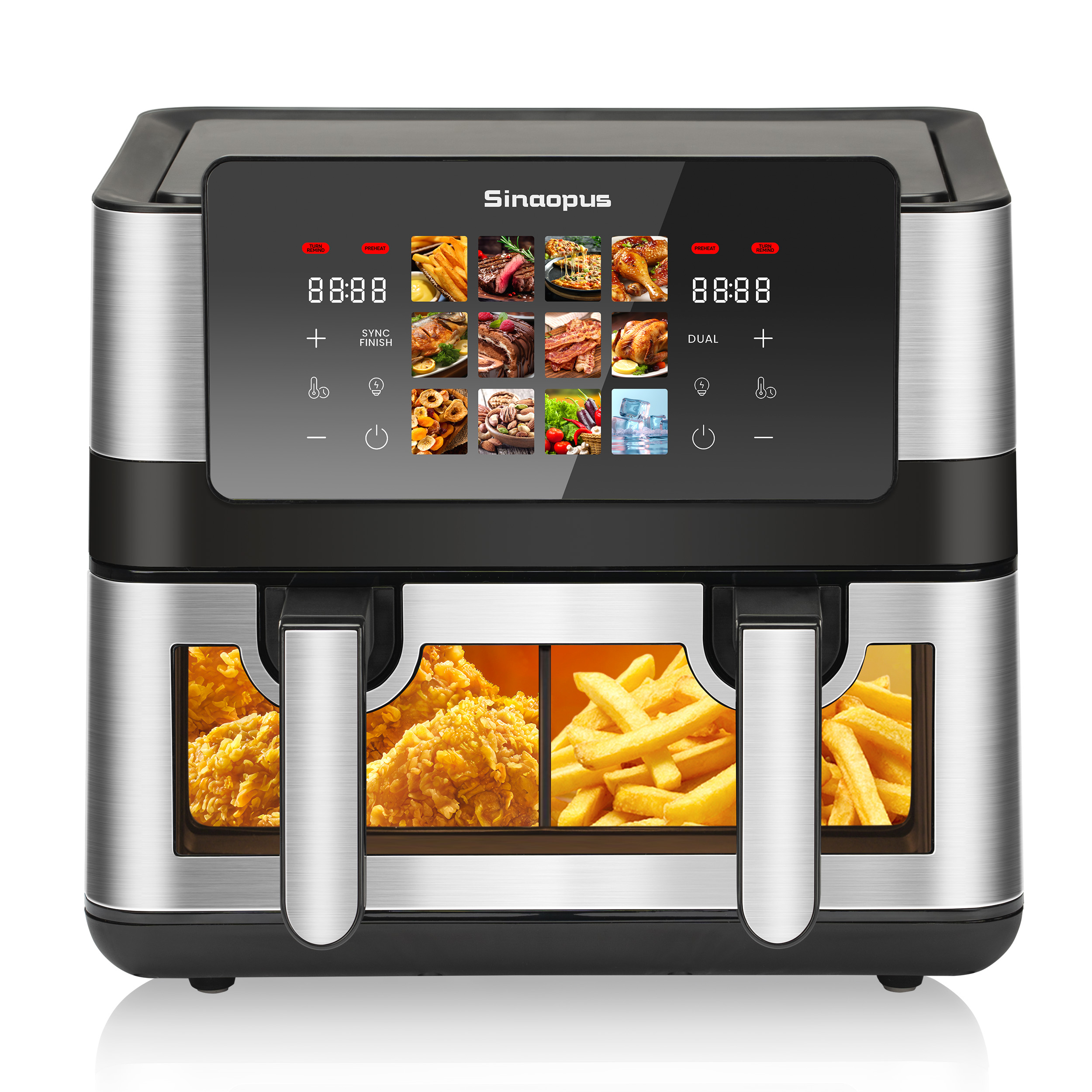 Freidora de Aire 8.5L | 2000W Dual | Ventana Visual | 10 Programas en Color | 80-200℃ | Cocina Rápida y Saludable para Grandes Comidas