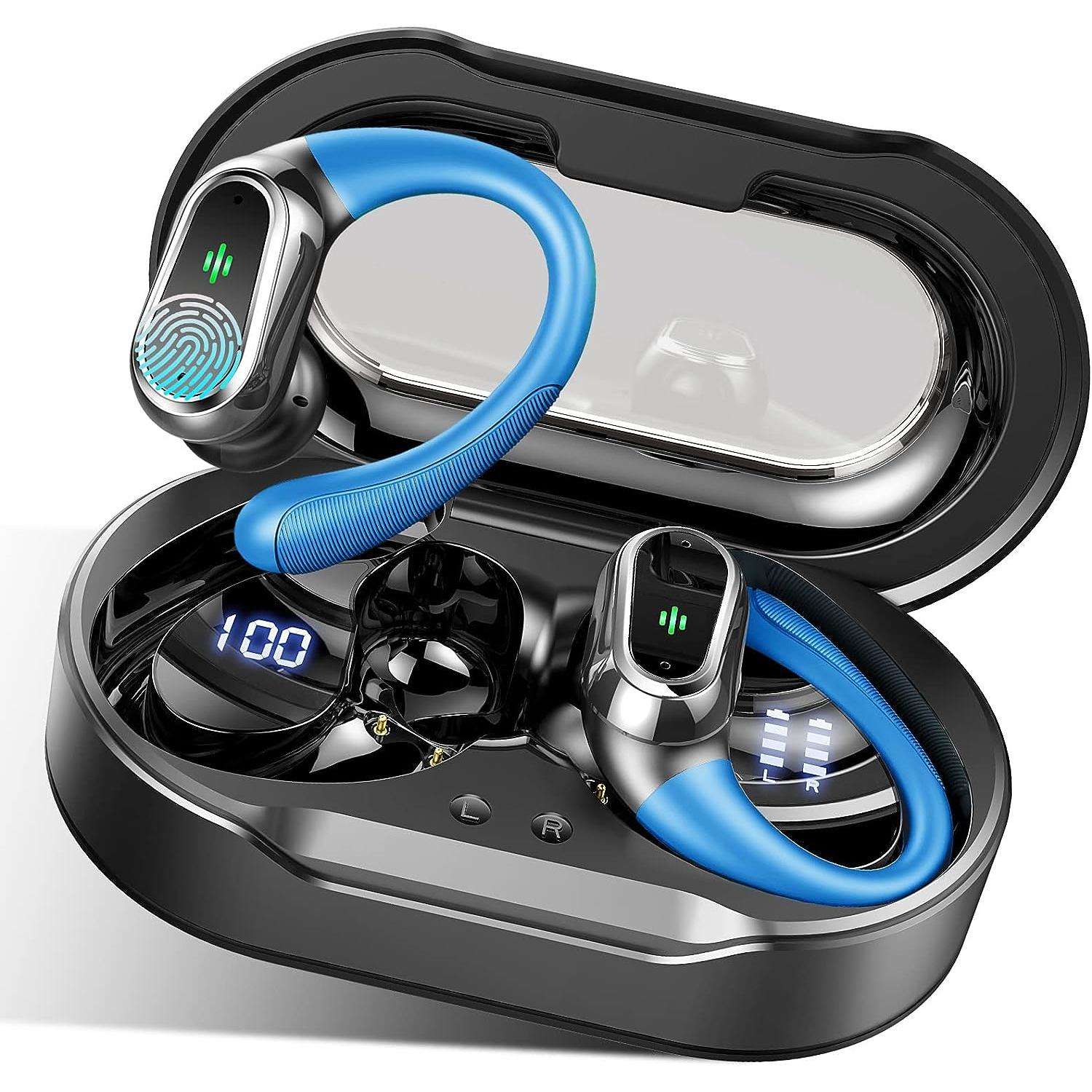 Auriculares Inalámbricos, Auriculares Bluetooth 5.3 con HD Micrófono HiFi  Estéreo Pantalla LED, Reducción de Ruido Auriculares,13 mm Controlador  dinámico,IP7 Impermeable 36H Cascos Inalambricos Azul : :  Electrónica