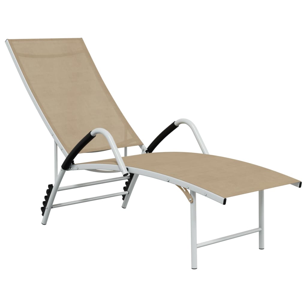 Vidaxl Tumbona Textilene y Aluminio 170-193x60,5x96-51cm - Negro/Crema/Taupé