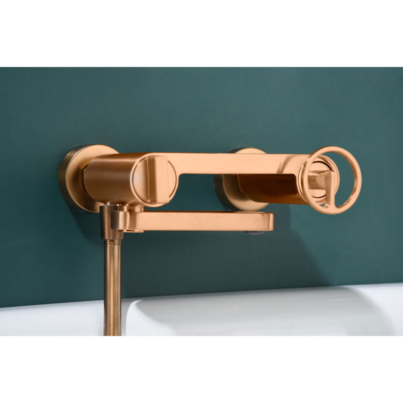 Imex Olimpo BDC033-4ORC grifería monomando de bañera y ducha de latón con acabado oro rosa cepillado