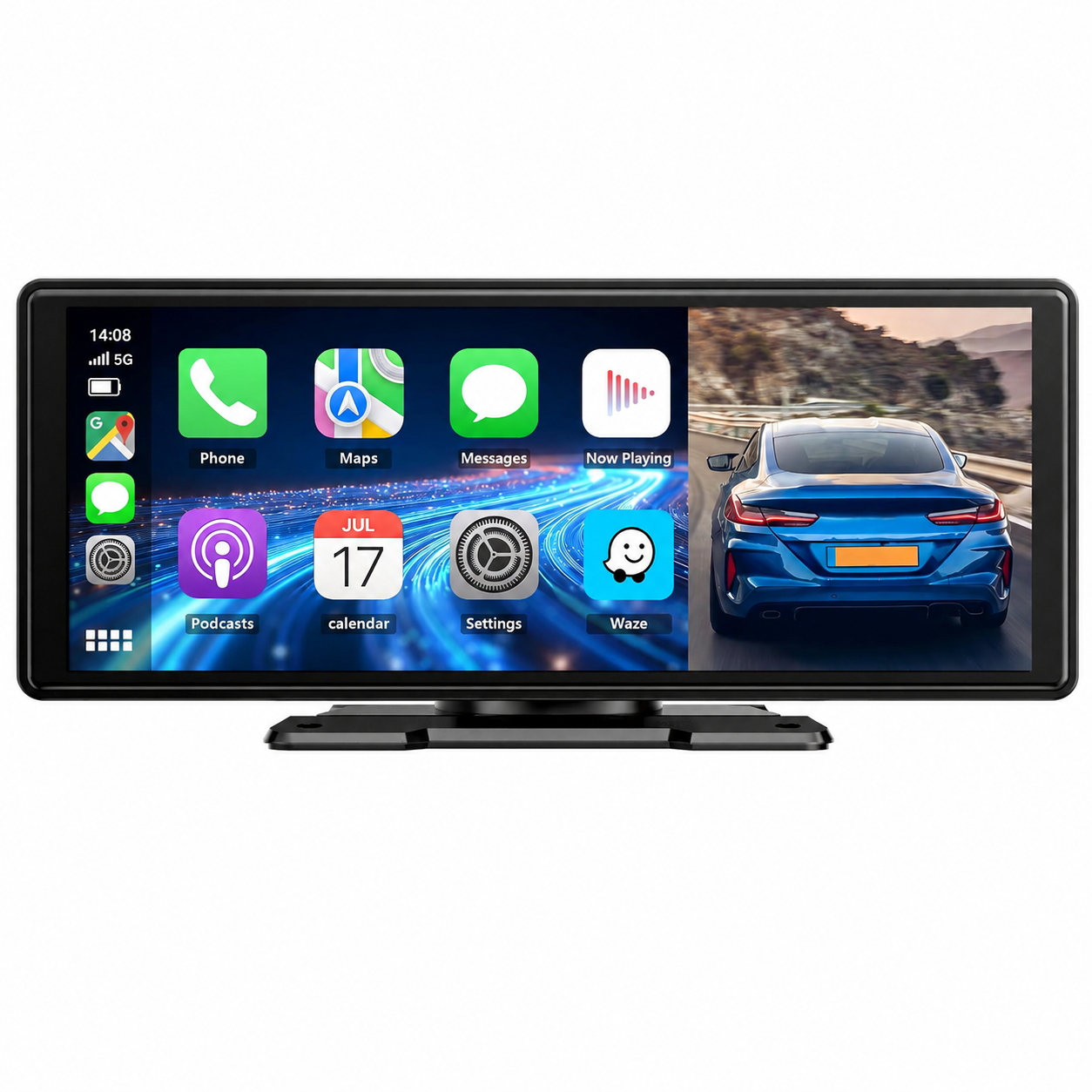 Pantalla CarPlay Inalámbrica para Coche 10,26", Compatible con CarPlay y Android Auto, Navegación GPS, Bluetooth, Mirror Link, Cámara Trasera Incluida, Control por Voz
