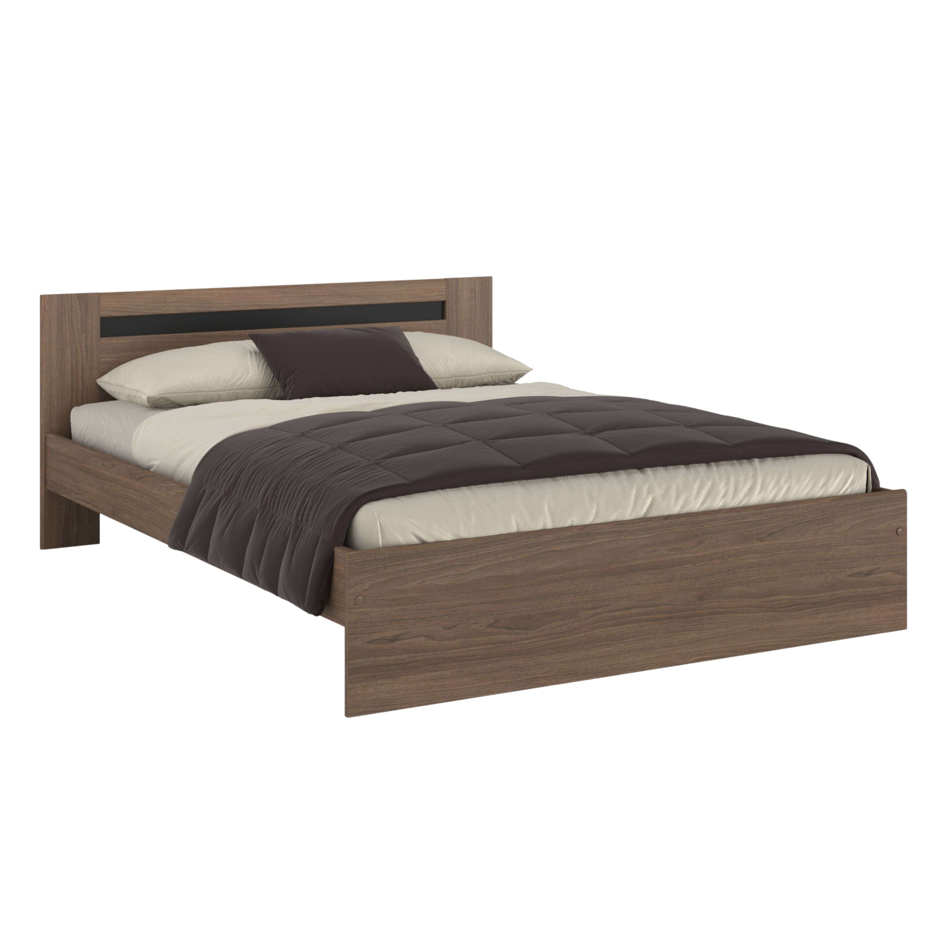 Miroytengo Cama 135x190 cm Oshira, Estructura de Cama, Dormitorio, Roble Tostado y Negro Stipple
