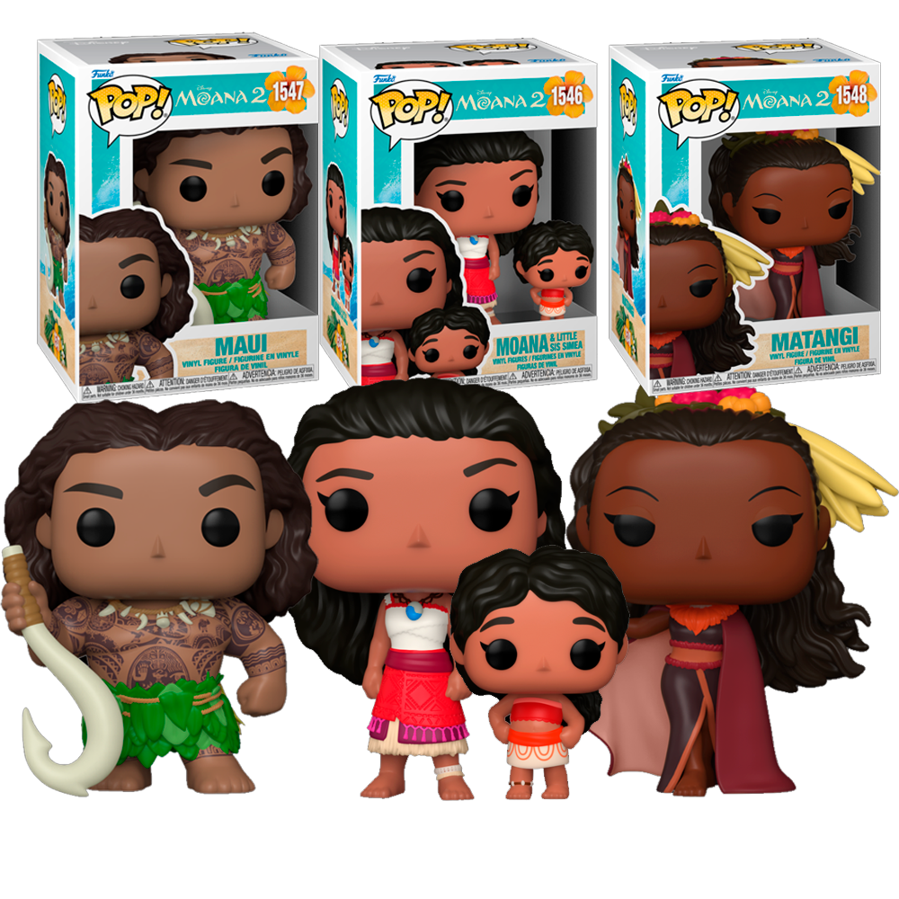 Funko PAck 3 Funko Pop Matangi  Moana  y Simea hermana y Maui  Little sister Disney Funko Pop Funko Pop VAiana 1546 1547 1548 mOTU nUI