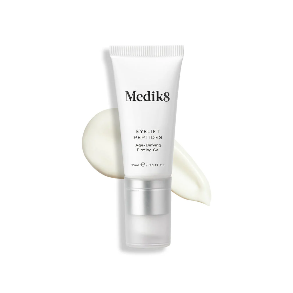 Medik8 - Gel reafirmante Eyelift™ Peptides para ojos, textura refrescante no grasa con 5 péptidos antiedad, glicerina y proteínas de arroz y soja para piel luminosa y descansada