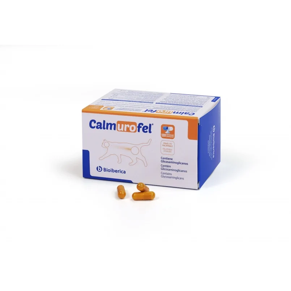 Calmurofel 120 cápsulas suplemento para la cistitis idiopática felina BIOIBERICA