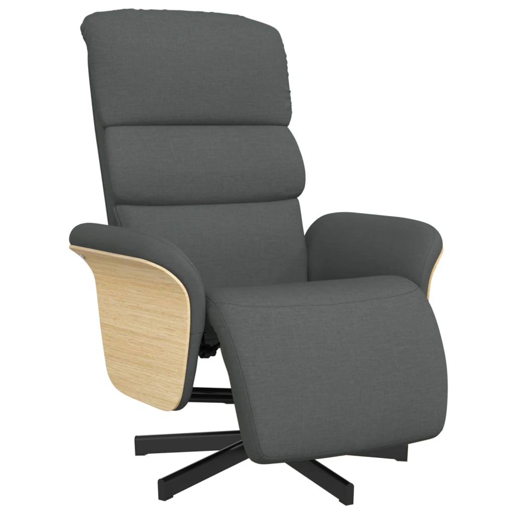 vidaXL Sillón reclinable con reposapiés tela gris oscuro
