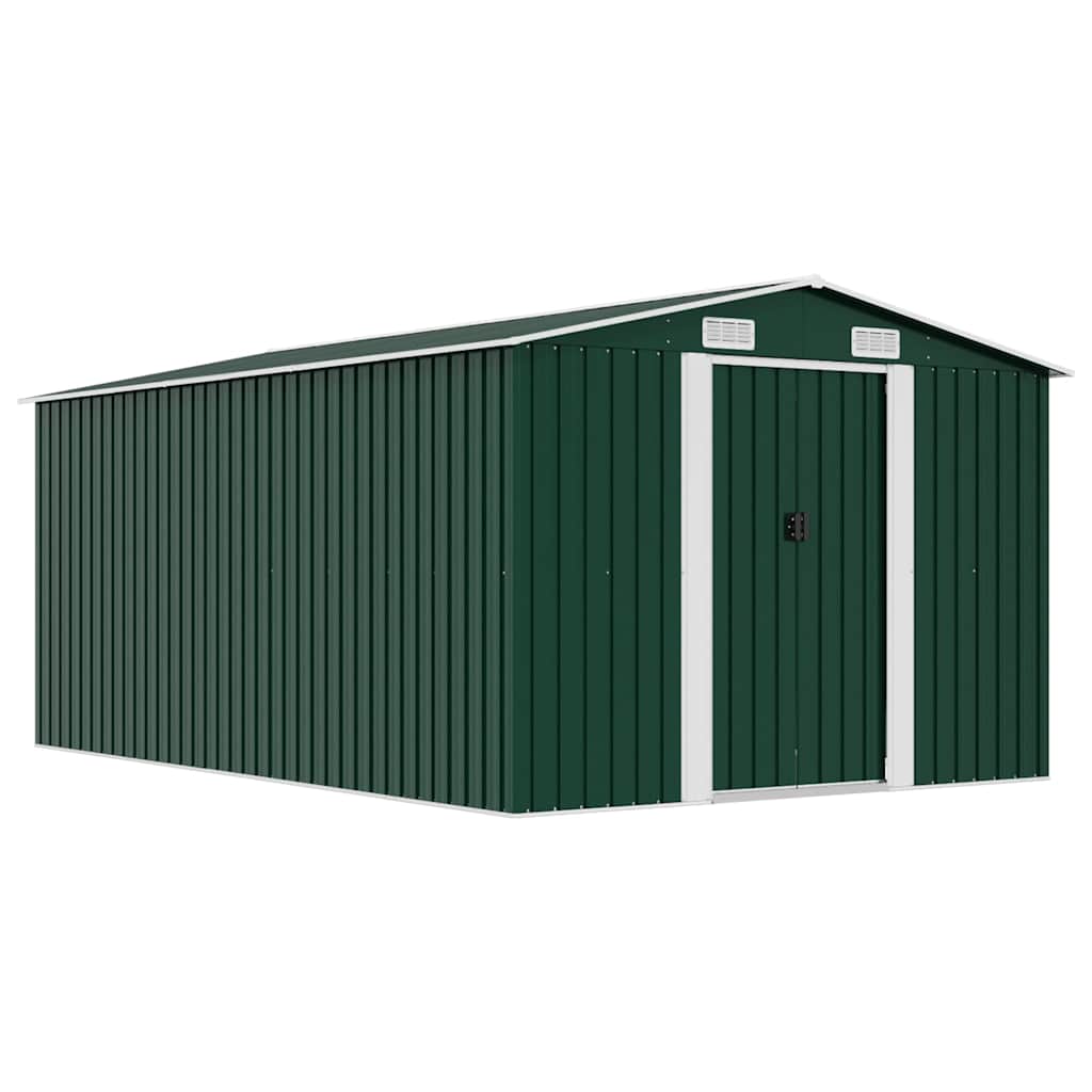 vidaXL Caseta de jardín metal verde 257x392x181 cm