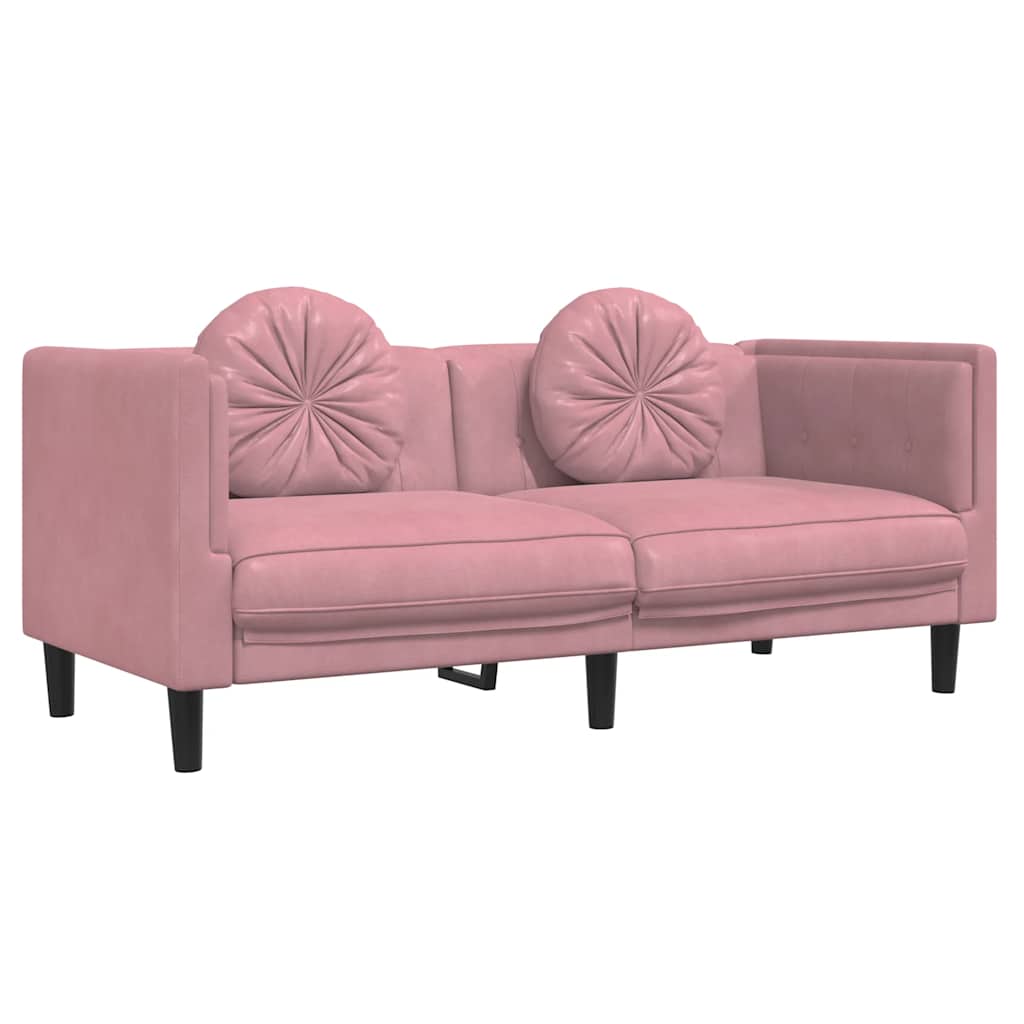 vidaXL Sofá con cojines 2 plazas terciopelo rosa