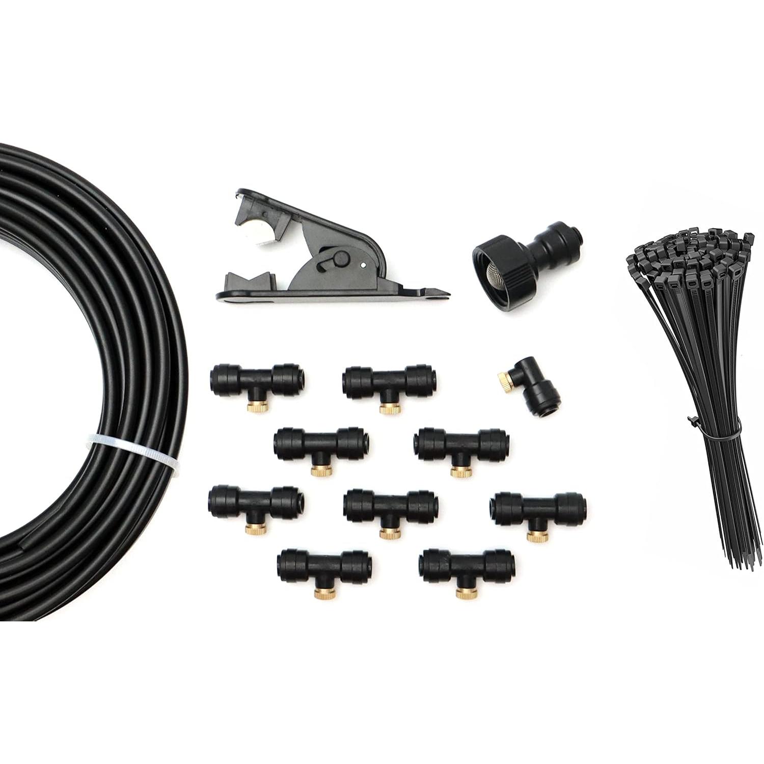 Sistema de Nebulización doméstico con Programador. Para refrescar el patio o jardín. con 10 Toberas o puntos de enfriamiento. Si tu jardín es un "infierno" este producto es tu solución.
