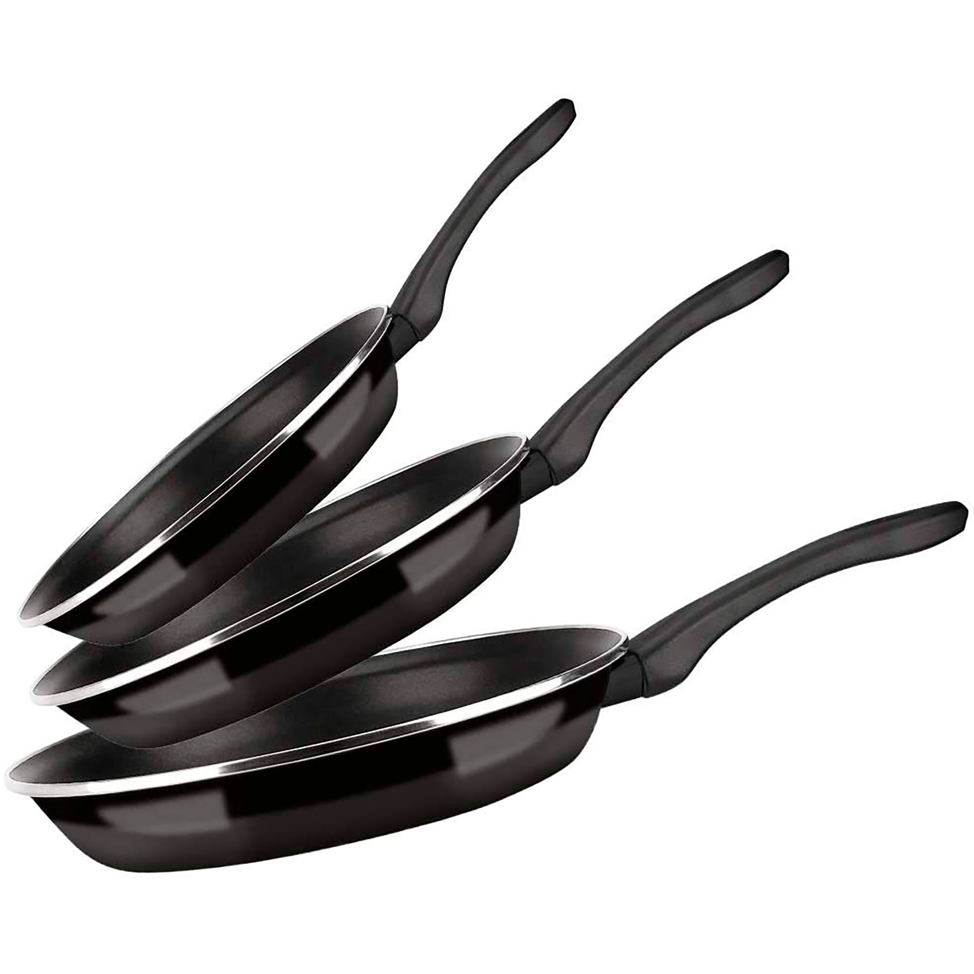 FAGOR Optimax Set 3 Sartenes 20-24-28 cm Inducción, Acero Esmaltado, Antiadherente XYLAN Ecológico sin PFOA, , Negro