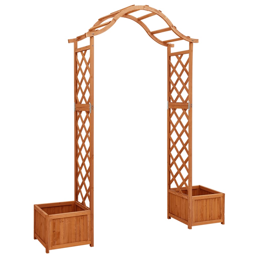 vidaXL Madera Maciza de Abeto Pérgola de Jardín con Jardinera Maceta Planta Color Marrón,  Gris, y mas