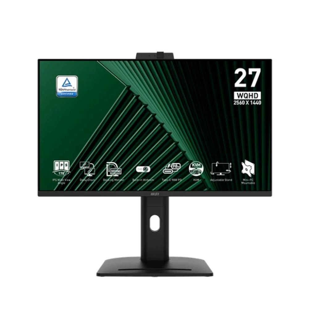 Monitor de Oficina y Teletrabajo LED MSI 27" Ultrawide PRO MP275QPDG  | 100 Hz, 4 ms, 16:9, Cámara, Flicker-Free y Low Blue L, USB-C con carga 98W, Adaptive-Sync