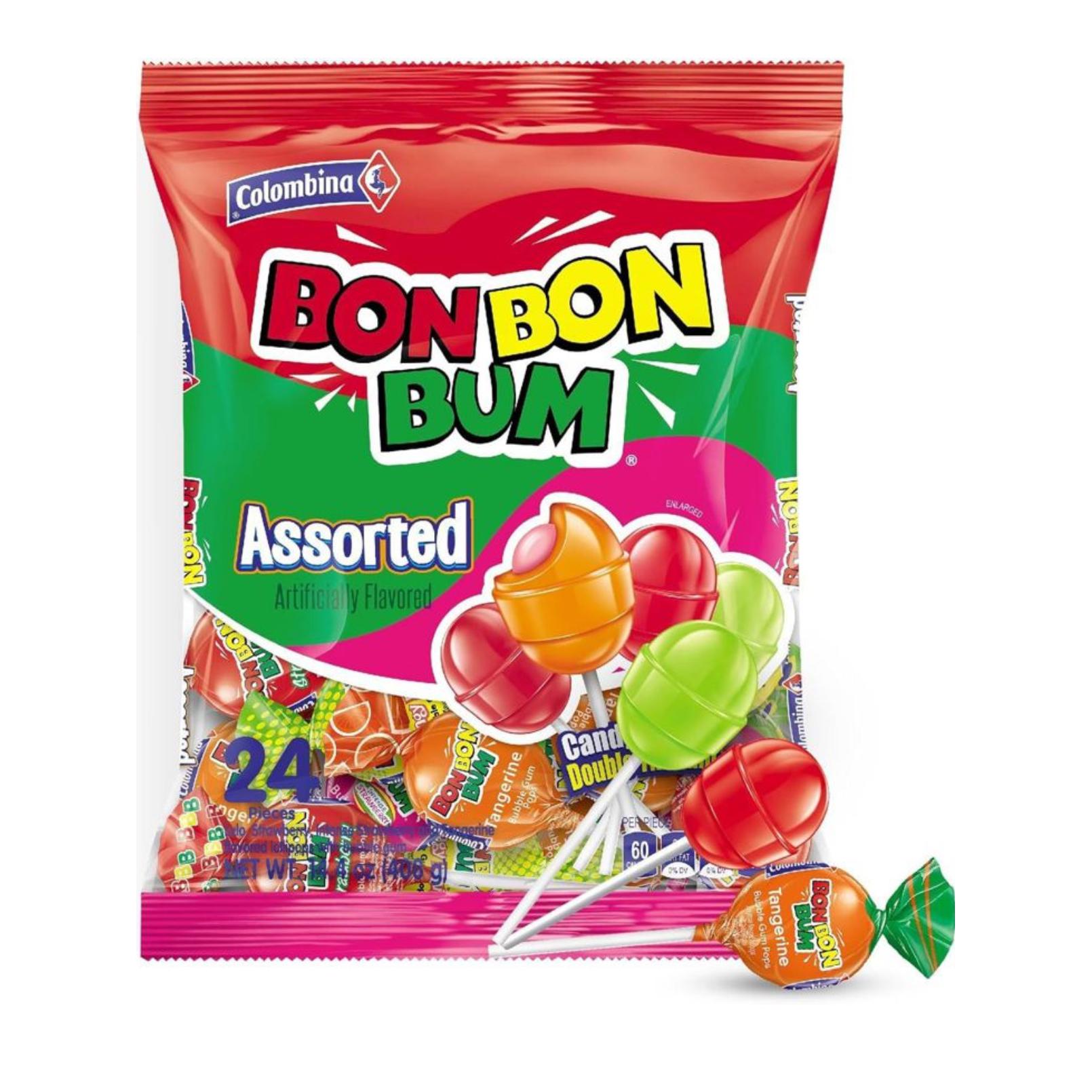 BON BON BUM Fresa,Lulo, Mango, Surtido, Sandía , Mistery  - BOLSA de 24 BON BON BUM COLOMBINA. ChupaChups de Colombia