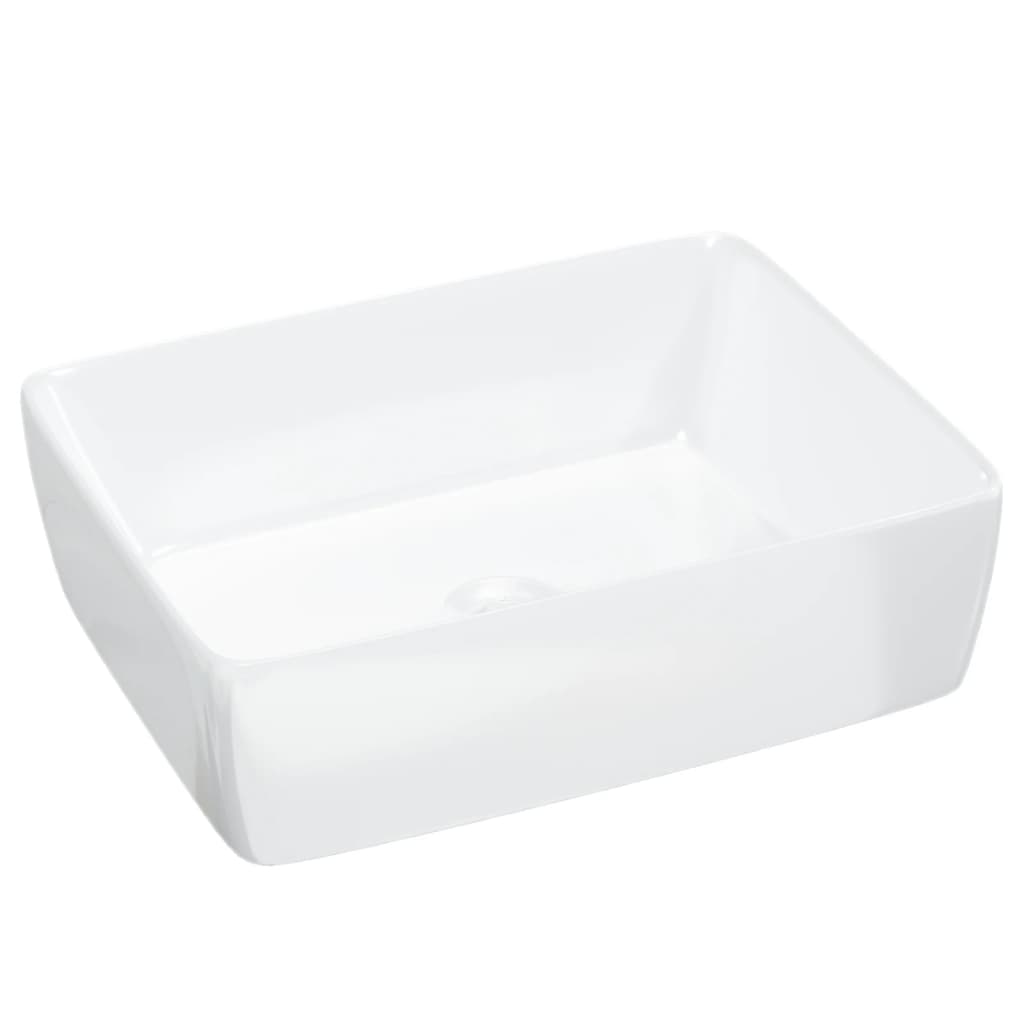 vidaXL Lavabo rectangular de cerámica blanco 48x37x13 cm