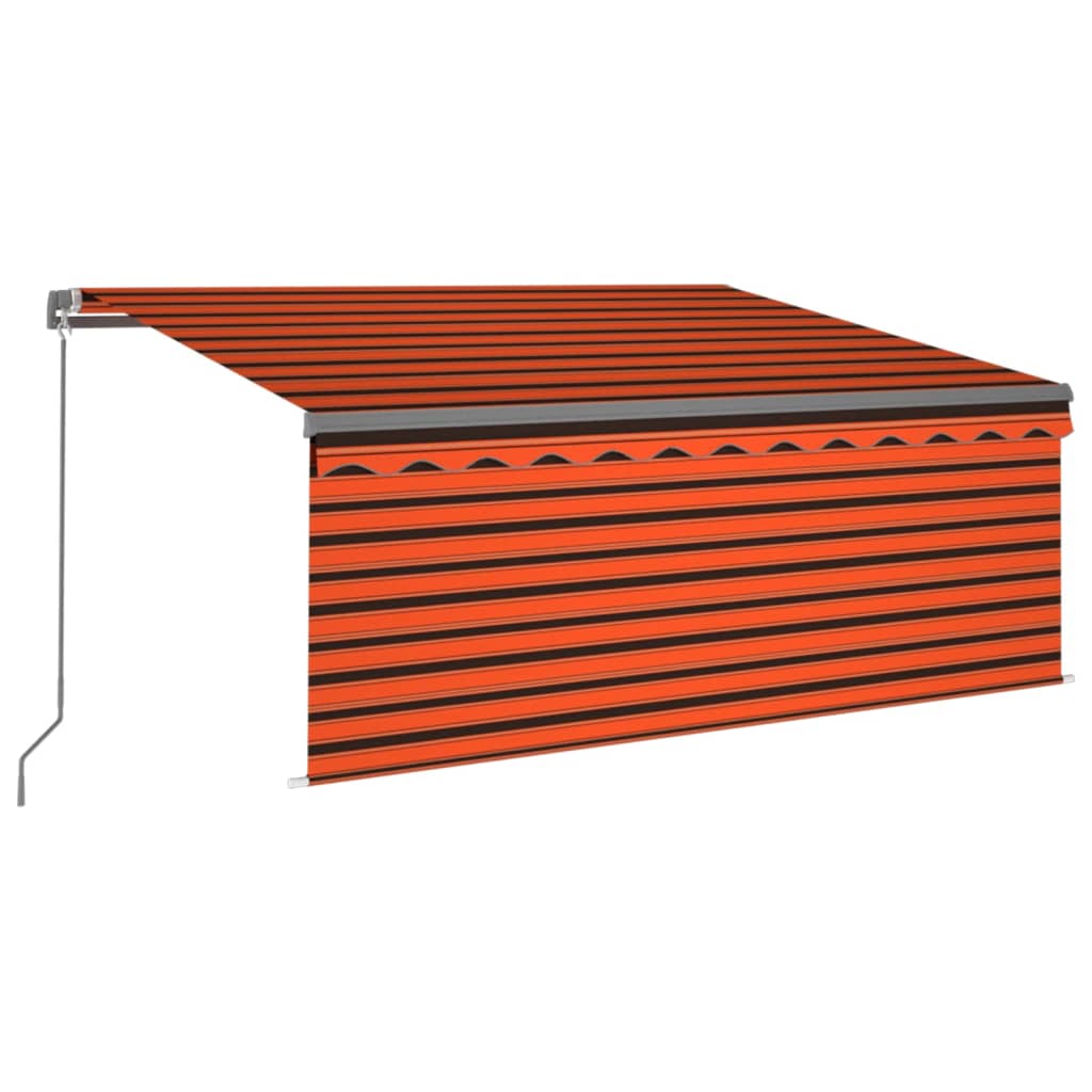 vidaXL Toldo retráctil manual persiana y LED naranja/marrón 3,5x2,5 m