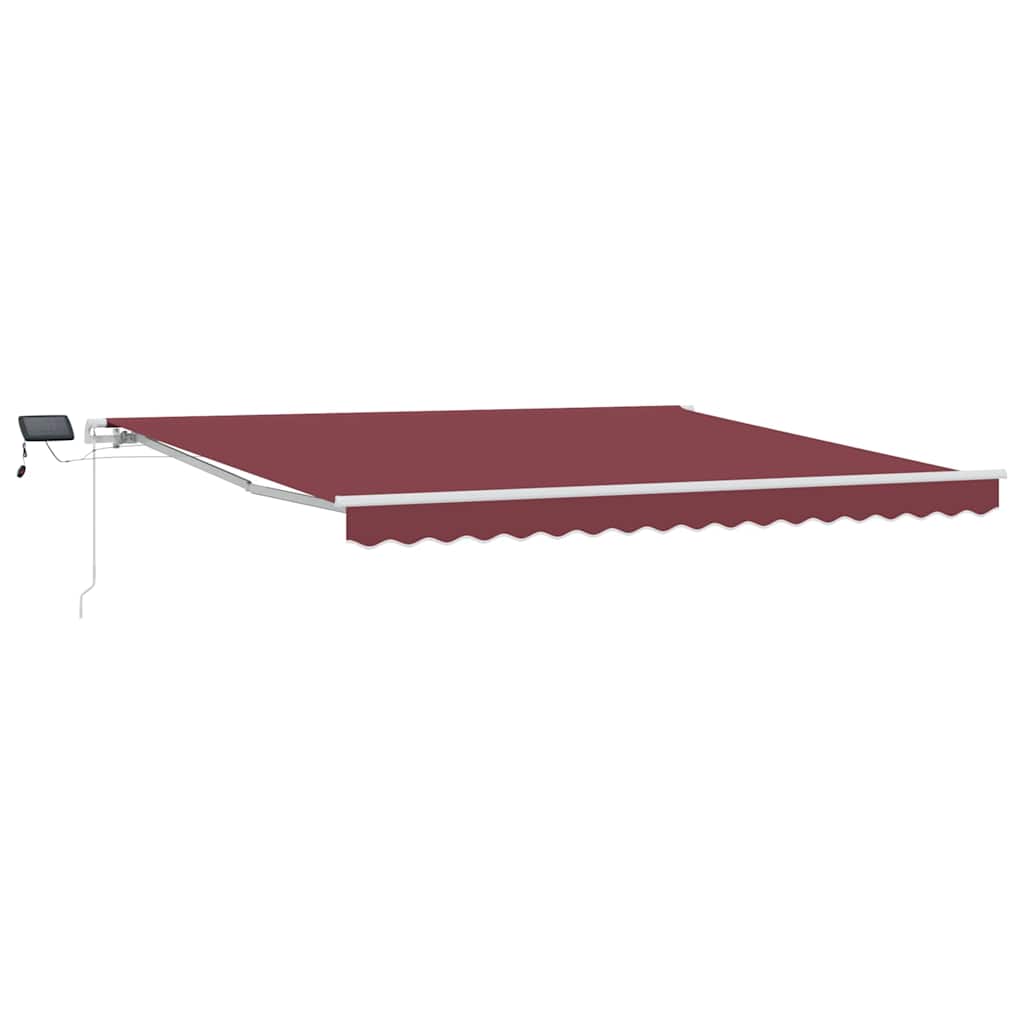 vidaXL Toldo retráctil manual con luces LED burdeos 400x300 cm