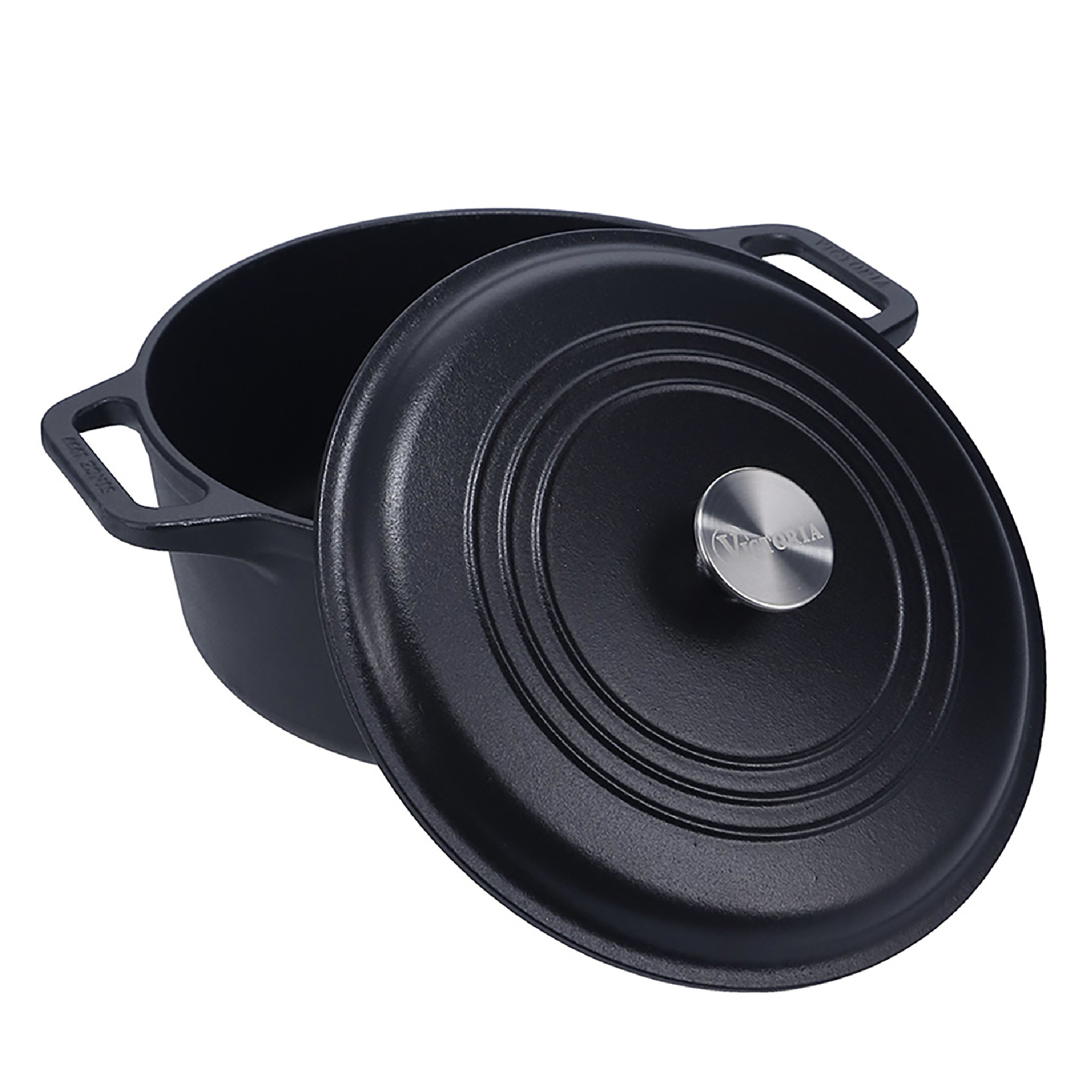 Horno Holandés Inducción Hierro Fundido Curado, Cocotte Curada para Crear Antiadherente Libre de Tóxicos sin PTFE, Apta para Barbacoa, Horno, Vitrocerámica, Gas, Victoria