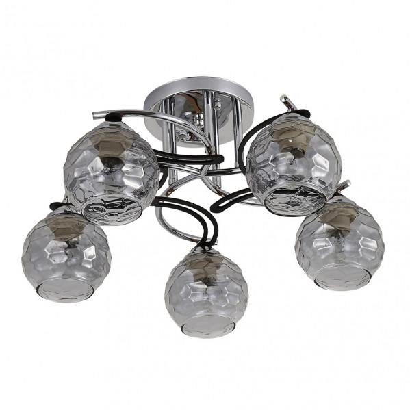 Lampara etna 5xe14 cromo/wengue 23x46x46 cm