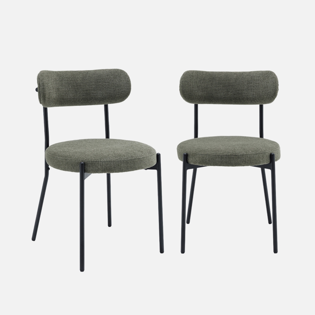 sweeek - Silla de metal y tela simple, set de 2 , Livia , 47x49x76