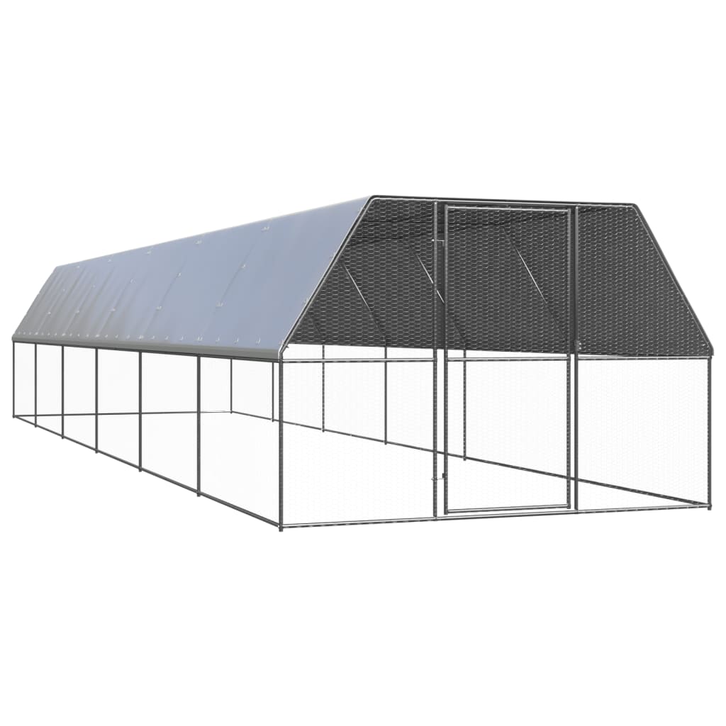 vidaXL Jaula Gallinero de Exterior Corral para Pollos Gallinas Acero Galvanizado Multitalle