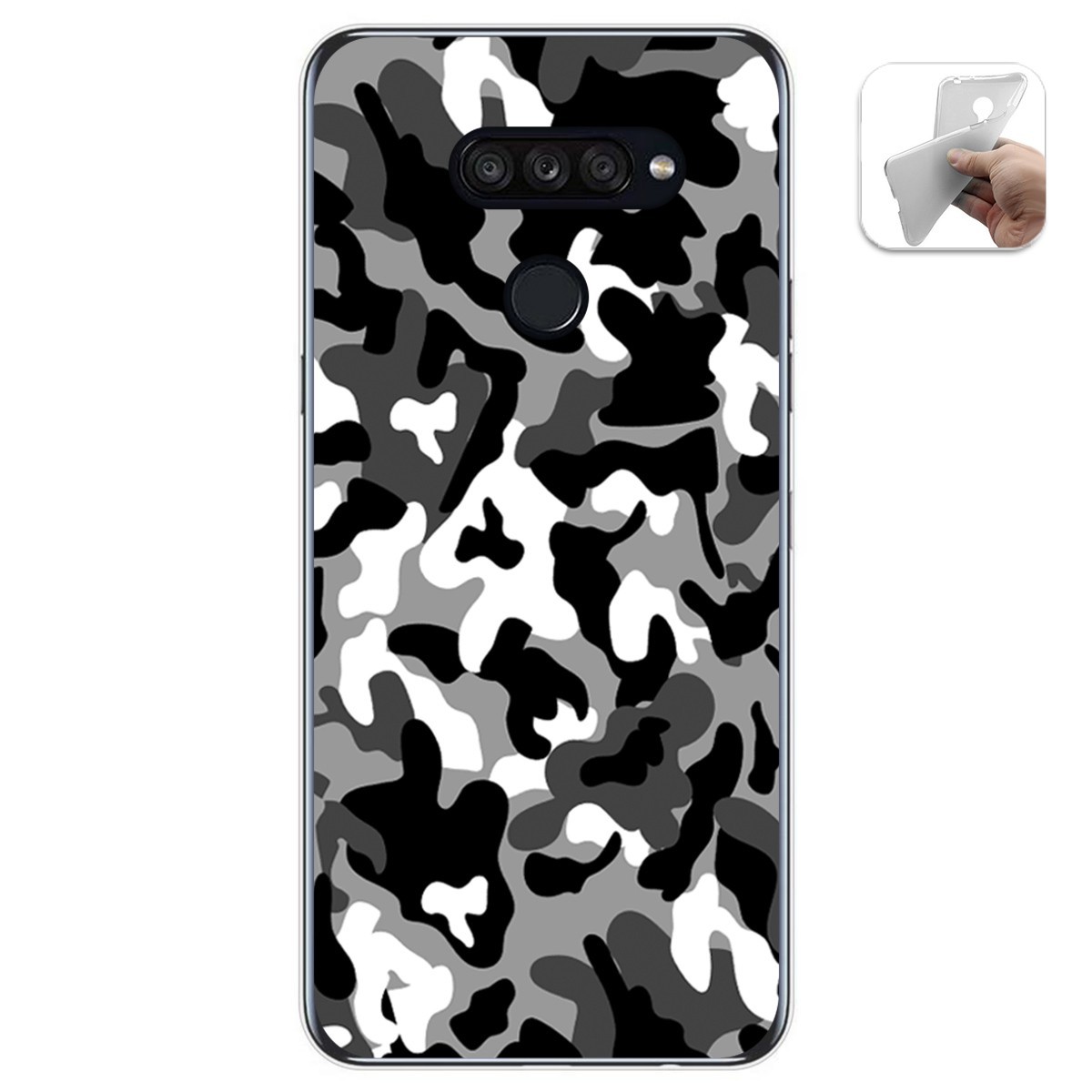 Tumundosmartphone Funda Gel Tpu para Lg K50S diseño Snow Camuflaje Dibujos