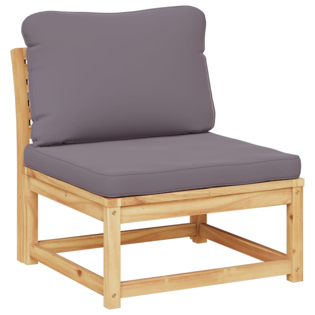 Vidaxl Sofá de Jardín con Cojines de Madera Maciza Acacia Crema y Gris Oscuro