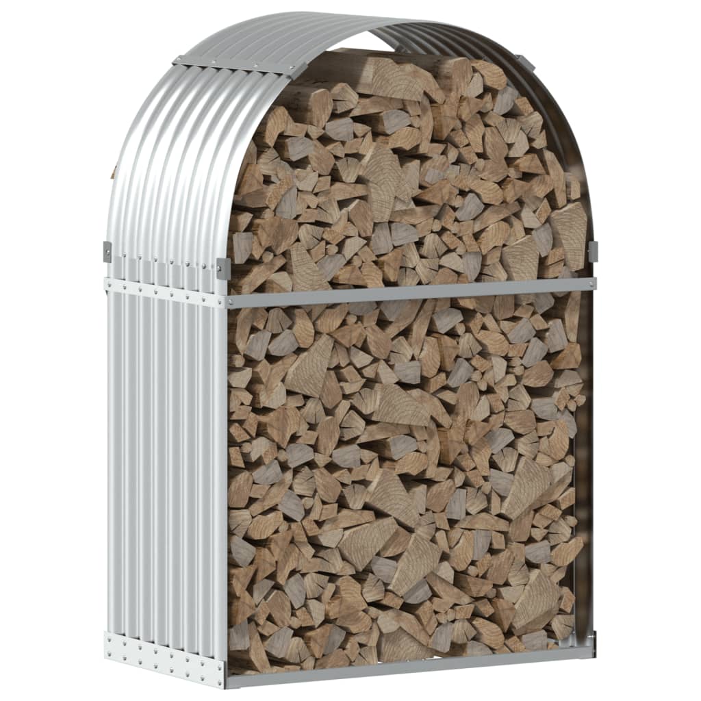 vidaXL Leñero Estante Almacenaje Leñas Chimenea Acero Galvanizado Color Antracita,  Gris claro,  Marrón y mas