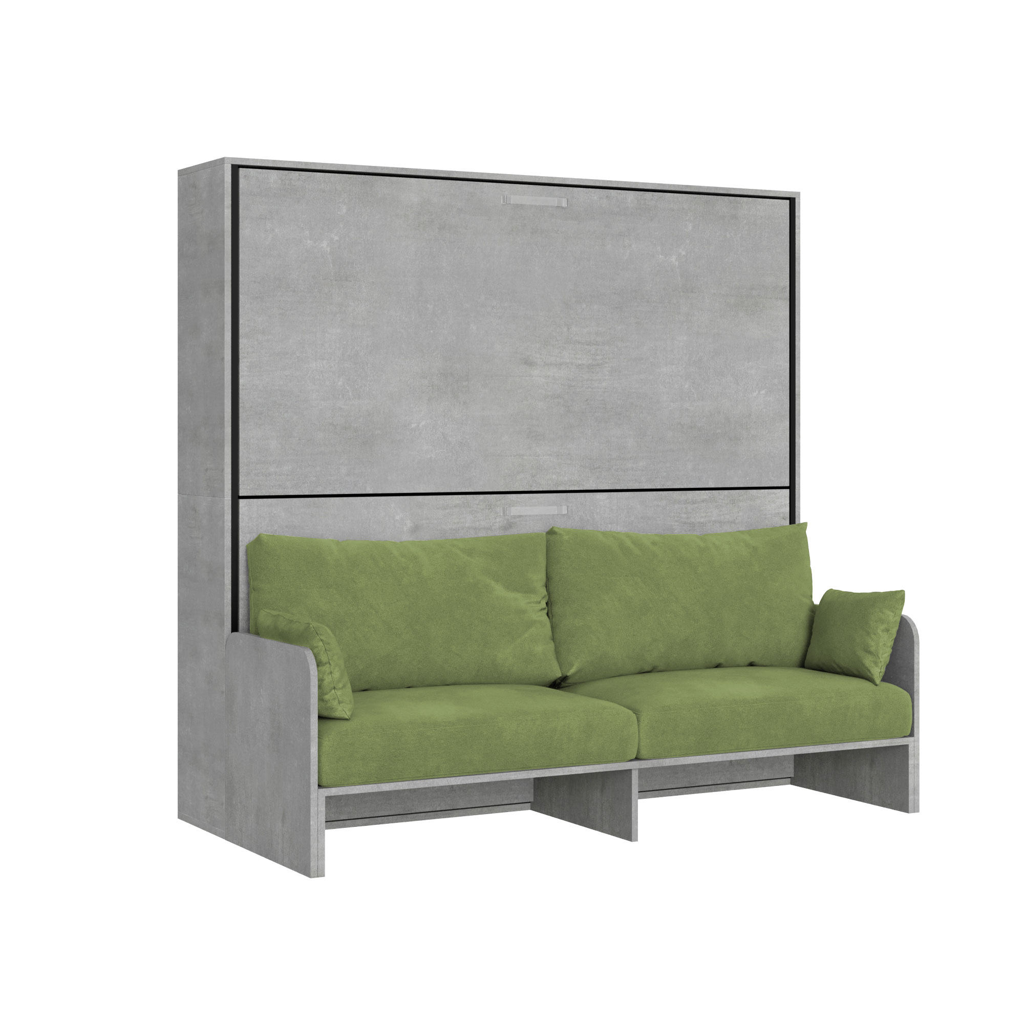 Cama doble abatible Kando con sofá de hormigón, color verde - Itamoby