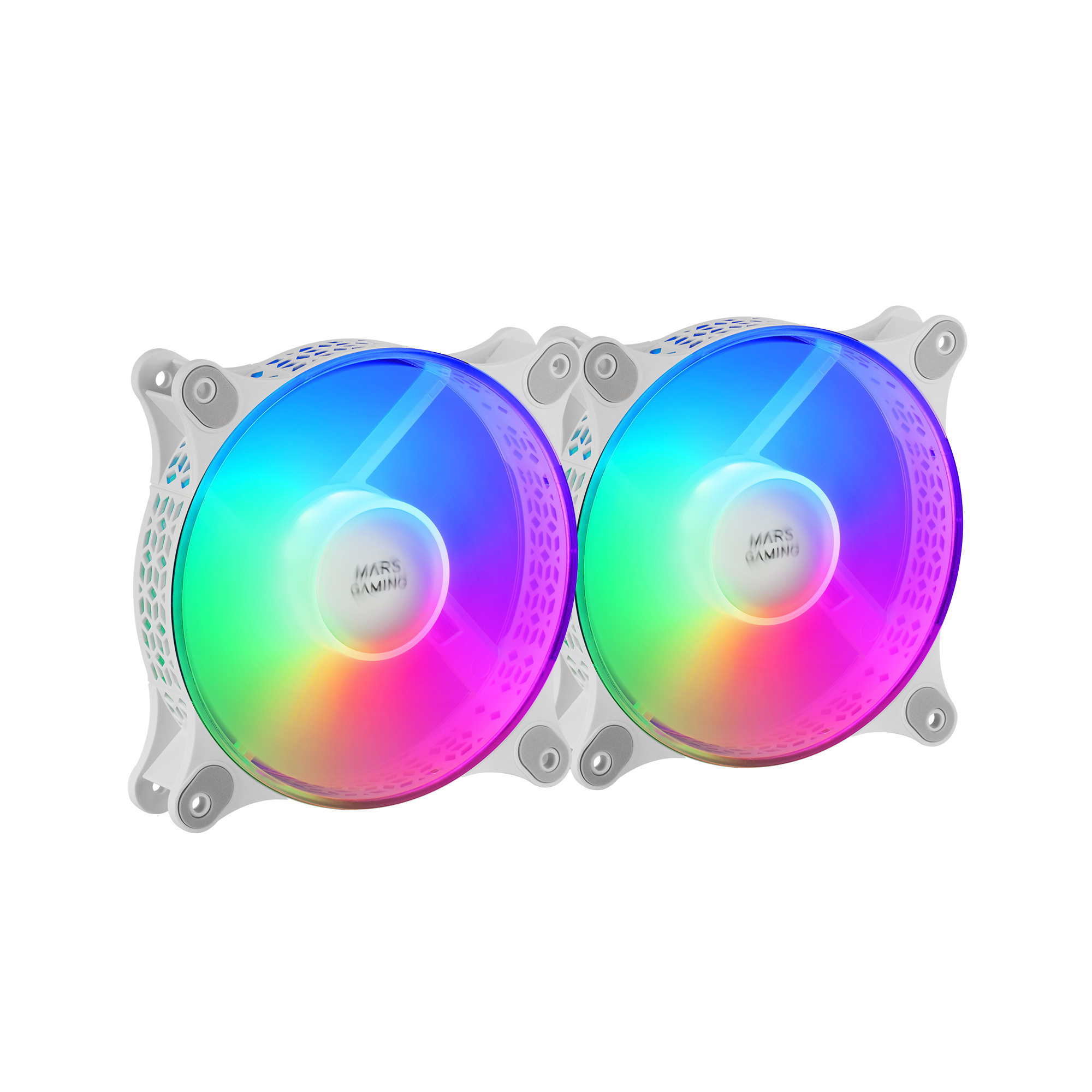 Mars Gaming MF-DUO Kit 2 Ventiladores FRGB Rainbow 360° Ultra-silencioso Doble Conexión 3PIN + 4PIN