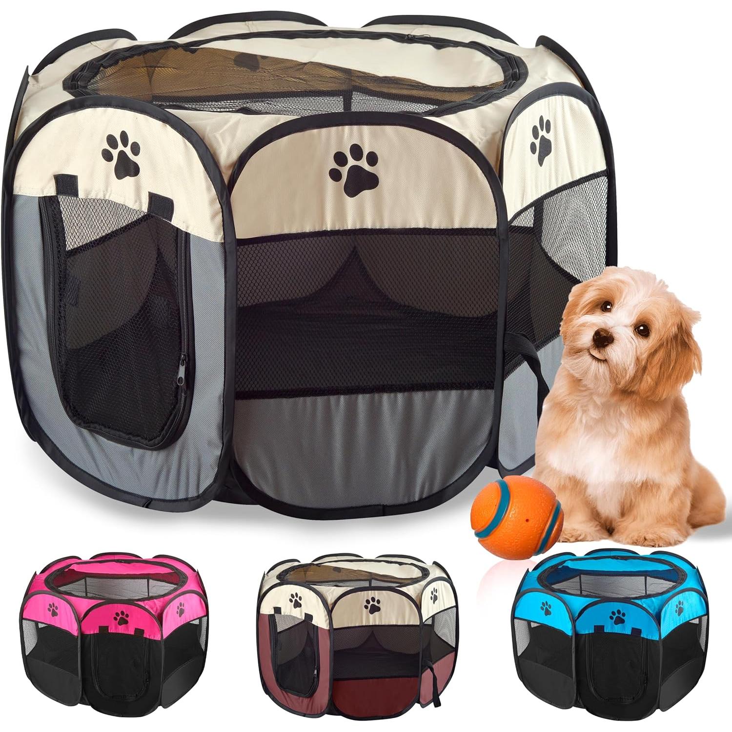 JUPPLIES Parque para Perros Pequeños y Medianos Plegable 73 x 73 x 43cm -  Jaula Perro, Gato, Cachorro, Conejo - Corralito para Perros y Mascotas con  Pelota de Juguete Ideal para Juegos 