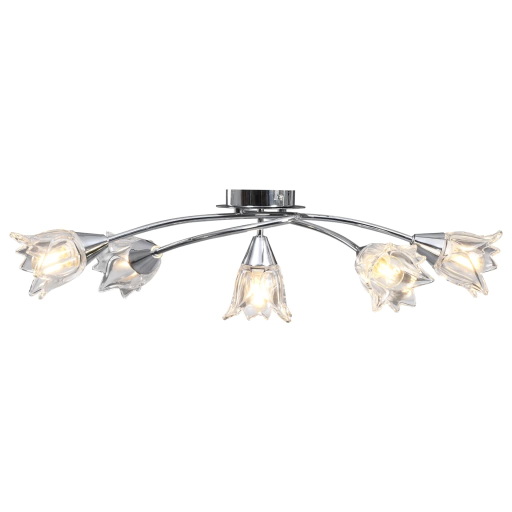 vidaXL Lámpara de Techo Moderna de Metal Cristal Luz 5 bombillas Cantidad de bombillas Circular,  Tulipán,  Bol y mas