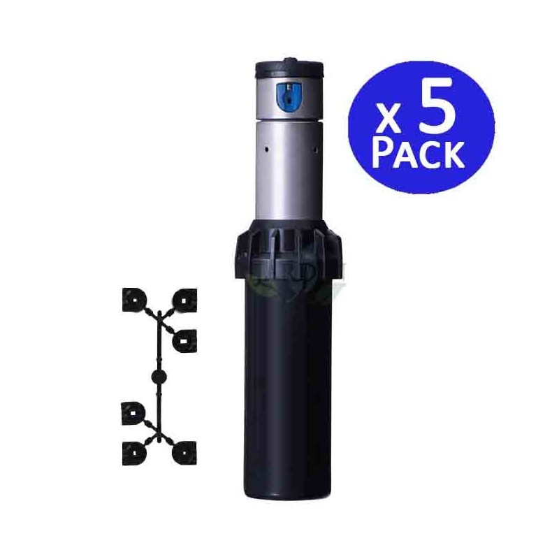 HUNTER Aspersor de riego Hunter I-20-04 3/4"| Pack 5 Aspersor de Jardin Emergente 5,2-14,3 m | Aspersor de cesped profesional Acero