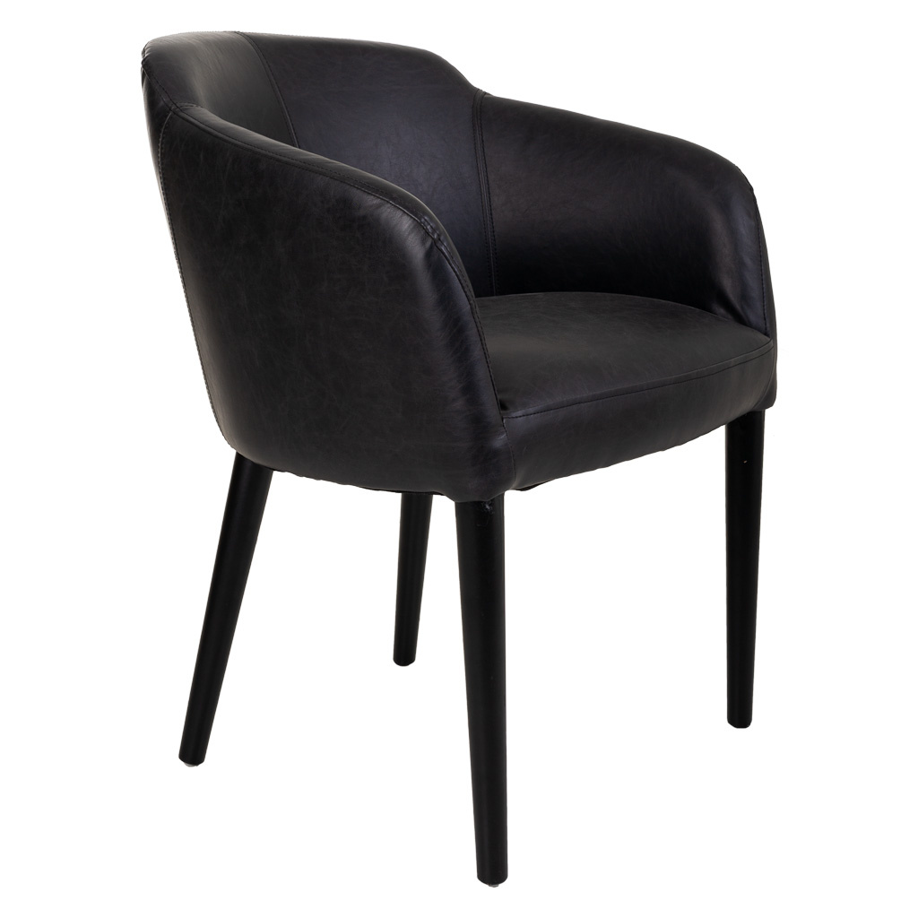 WANDERLUST DECO Sillón de madera tapizado negro 62x60x82h cm