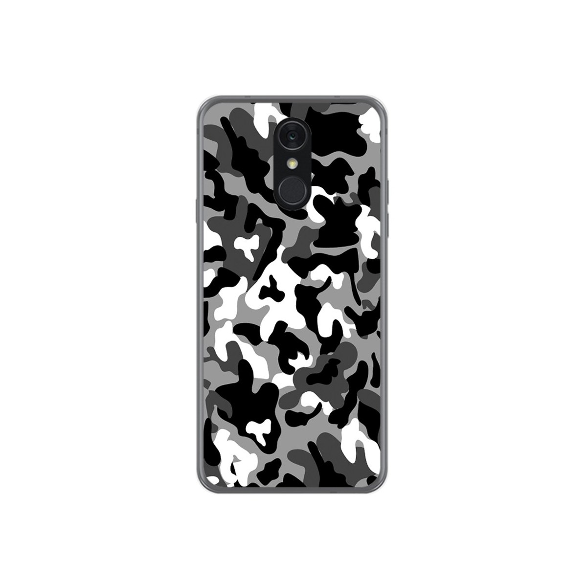 Tumundosmartphone Funda Gel Tpu para Lg Q7 Diseño Snow Camuflaje Dibujos