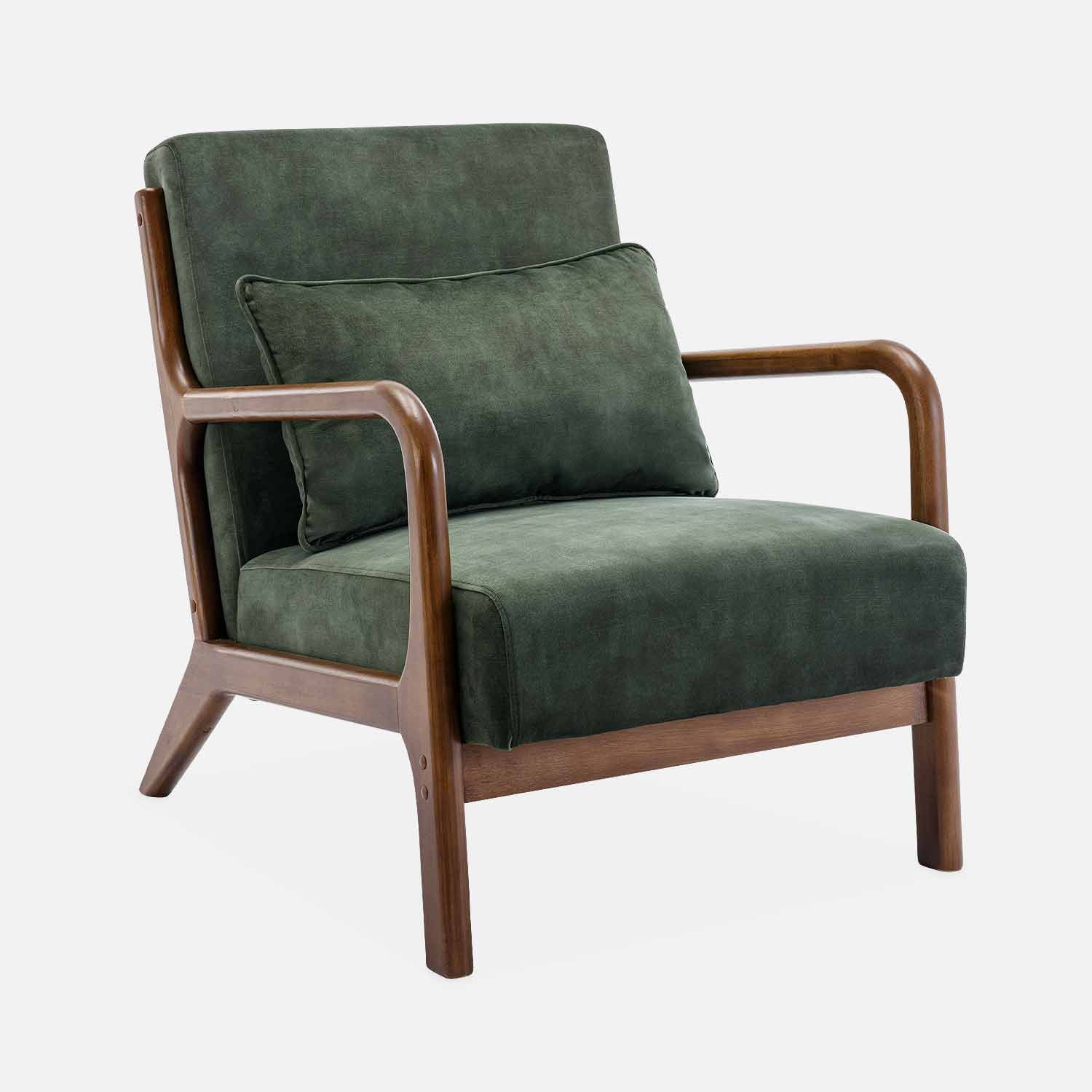 sweeek - Sillón escandinavo de terciopelo y madera de hevea , Lorens terciopelo , 65x80x79