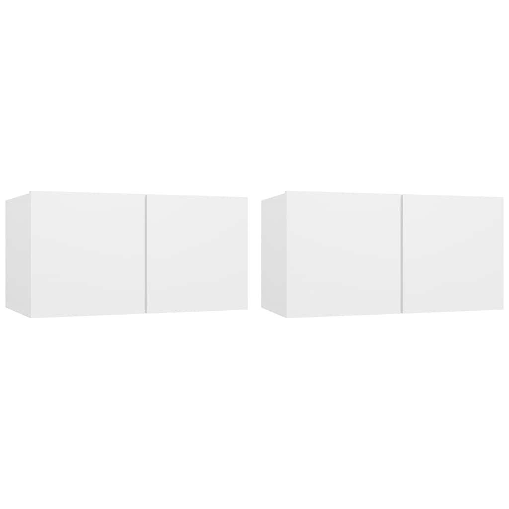 vidaXL Muebles colgantes de TV 2 unidades blanco 60x30x30 cm