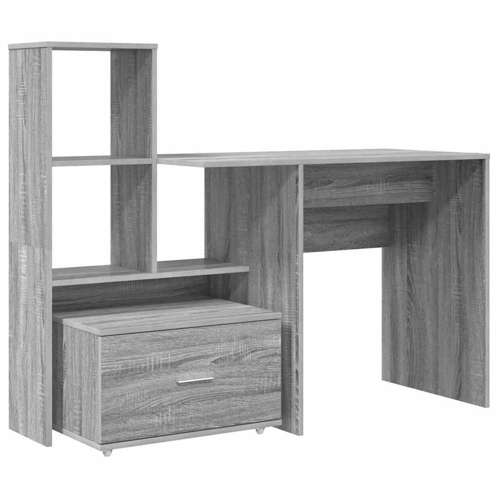 vidaXL Escritorio con cajón Gris Sonoma 131,5 x 50 x 106,5 cm