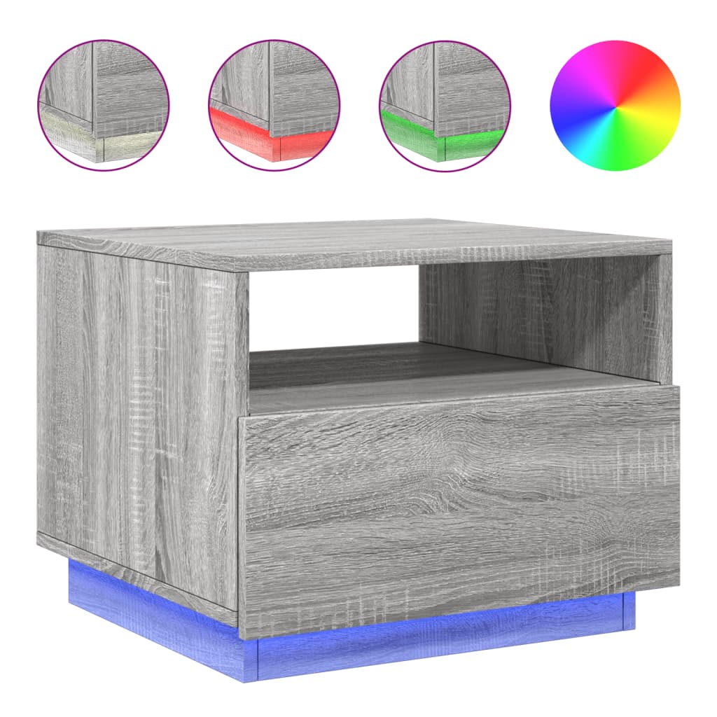 Mesa de Centro Vidaxl con Luces LED 50x49x40 Cm Blanco