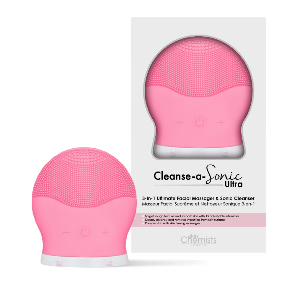 skinChemists Cepillo Limpiador Facial de Silicona A-Sonic Ultra con Vibración para Limpieza Profunda