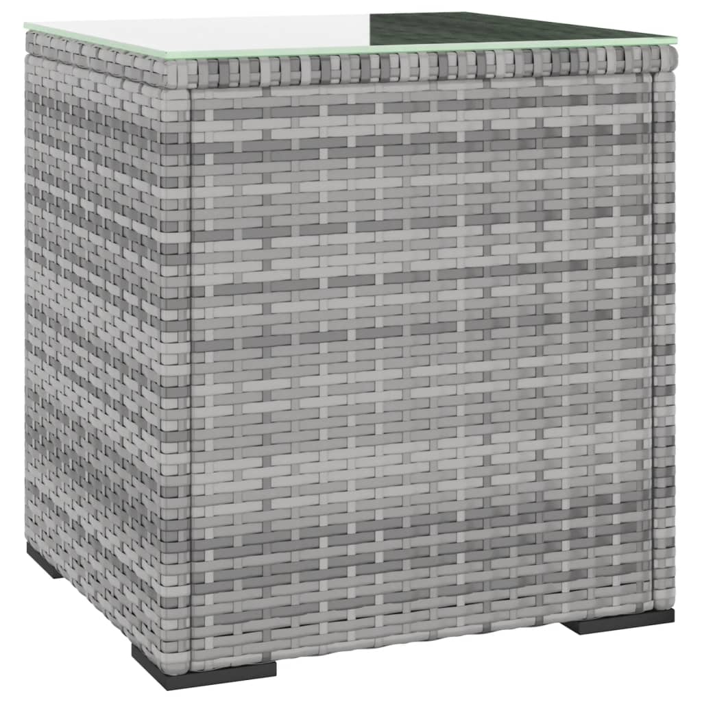Vidaxl Mesa Auxiliar Ratán PE y Vidrio Templado 40x37x40,5 Cm Negro, Gris para Salón y Jardín