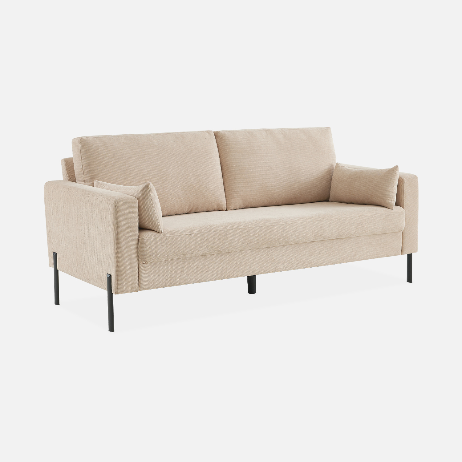 Sweeek - Sofá de pana con patas de metal de 3 plazas Beige - 180x79x69 cm